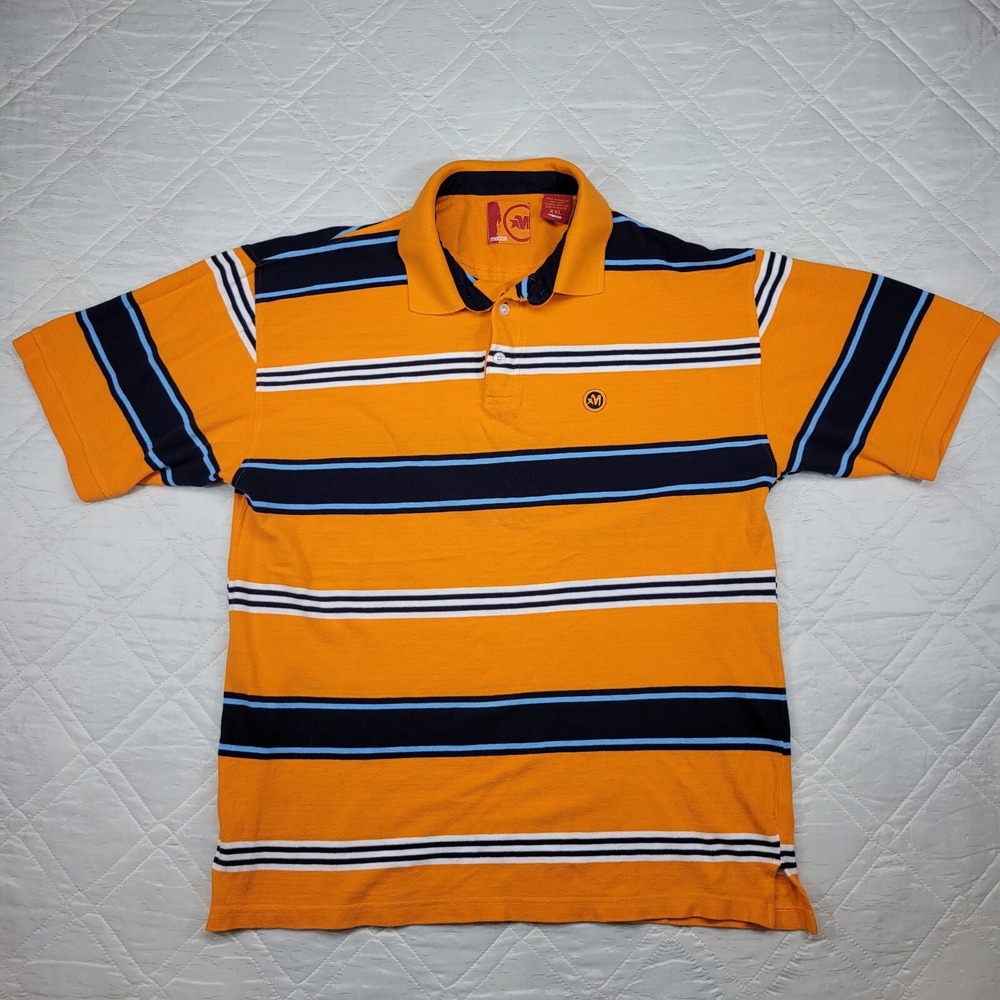 mecca orange and blue‎ striped men's Polo shirt size XXL Vintage